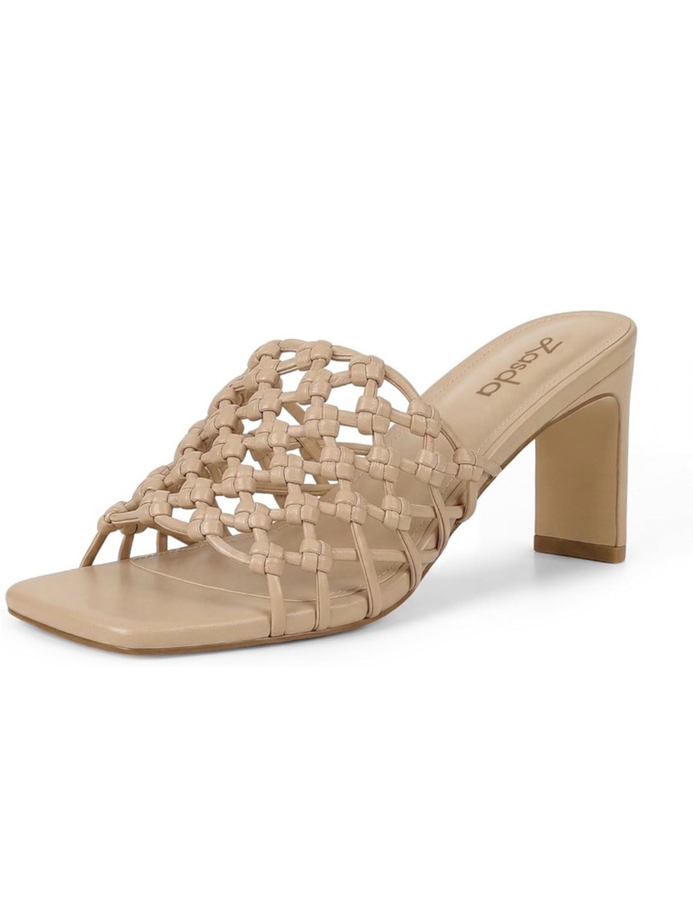 Woven Mule Heels - Beige, Size 7